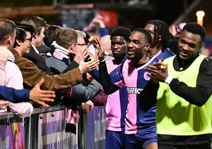 Dulwich Hamlet celebrate semi win/Max Magloire