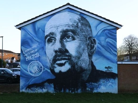 Pep Guardiola mural/Mariia Makarova